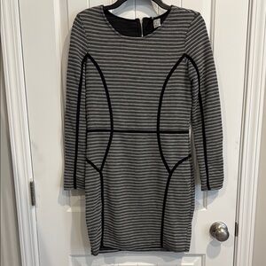 H&M Black and White Striped Long Sleeve Dress